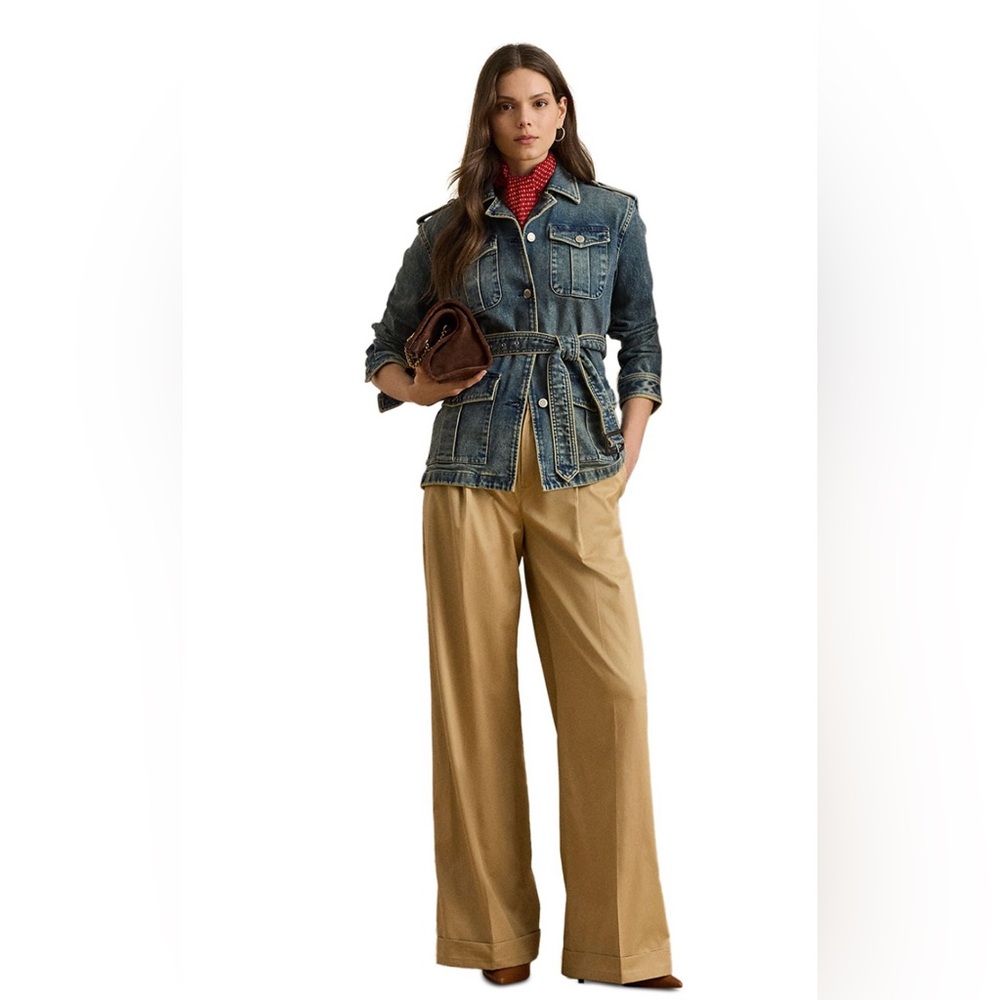Lauren Ralph Lauren Pleated cotton twill pants